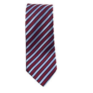 Ermenegildo Zegna Men's Necktie Red Blue‎ Striped Italian Silk Designer